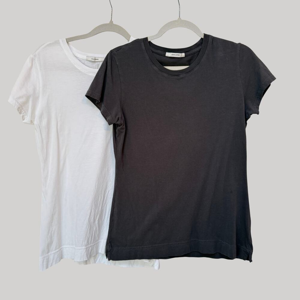 Adam Lippes Basic Crew Neck T-shirts Pima Cotton White Black Set Size Medium